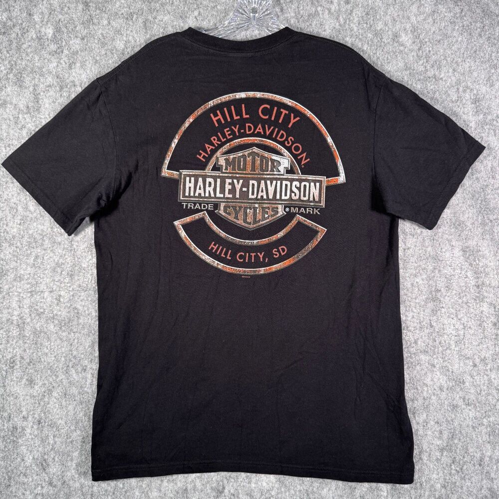 Harley Davidson T Shirt Mens Size Large Black Sturgis 75th Hill City SD Skull - Picture 7 of 10